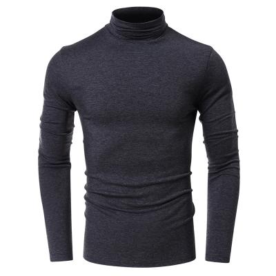 China Wholesale Men's Anti-Wrinkle Cotton T-shirt Turtleneck Oversized Men's Long Sleeve Tops Neck Pullover for sale