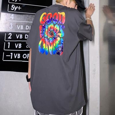 China hot sale new hip hop youth logo fashion loose men's summer Anti-wrinkle T-shirt colorful custom street big sleeve big for sale