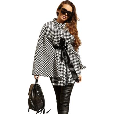 China New Autumn And Winter Women's Anti-wrinkle Loose Link Wool Coat Houndstooth Coat Fashion Top Jacket for sale