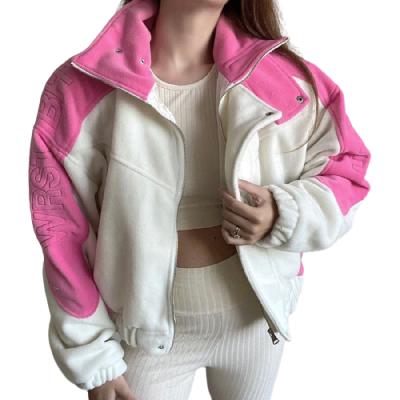 China Plush Plush Anti-wrinkle fashion trend color contrast design high neck loose workwear jacket for sale