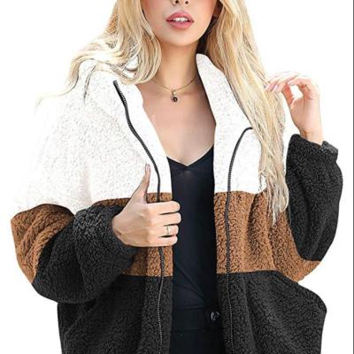 China Sustainable Women's Autumn And Winter Fashion Zipper Hat Plush Lambswool Cozy Coat For Women for sale