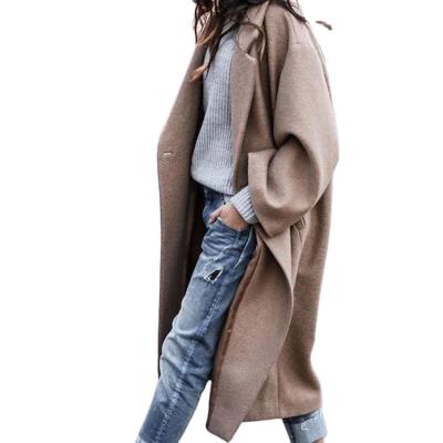 China New Design Plus Size Winter Coat Fashion Loose QUICK DRY Women's Solid Color Casual Warm Woolen Coat Long for sale