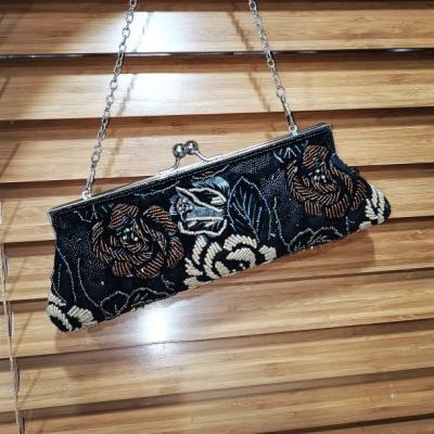 China Fashion Vintage Rose Handmade Beaded Antique Suede Bag for sale