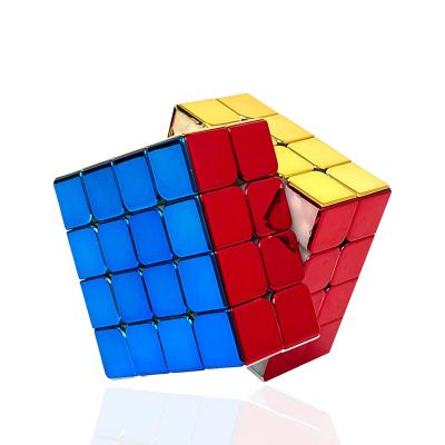 China Cyclone Stickerless Speed ​​Reflective Magic Cube 4x4x4 Boys 4x4 Magnetic Metal Mirror Cube Puzzles Toy Gift for Kids Adults for sale