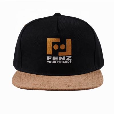 China Custom Made Flat Brim High Quality COMMON Cork Snapback Baseball Cap Natural 5 Panel Snapback Cork Brim Hip Hop Cap for sale