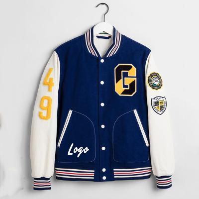 China Custom Logo Men's Spring Jacket Cotton Varsity Letterman Bomber Jacket Breathable Men Outdoor College Sportswear Baseball for sale