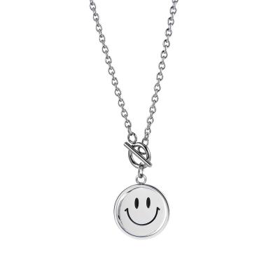 China Wholesale Weeping Soft Rotating Smile Stainless Steel Street Sweater Hiphop Hip Hop Face Necklace Fashionable Dangle Hop for sale