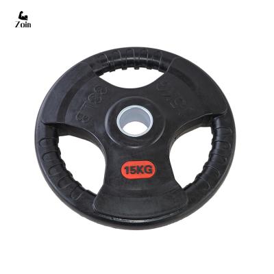 China Universal GYM Fitness WEIGHT FULL Rubber Coated Three-hole Hand Grip Rod 50mm Weight Plate for sale