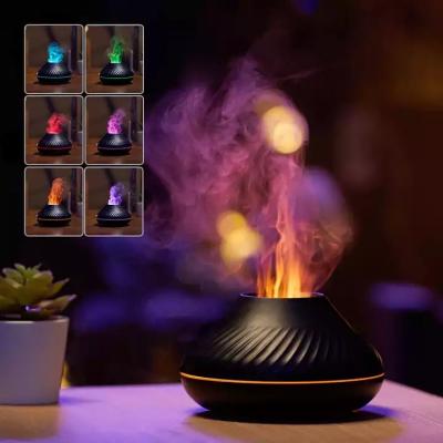 China Smell Comfortable Volcano Flame Aroma Diffuser Essential Oil 130ml Fragrance Diffuser Fire Humidifier with Color Night Light for sale