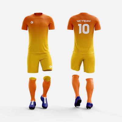 China Breathability New Design Orange Color Dye Sublimation Soccer Uniform , Breathable Youth Training Soccer Jersey for sale