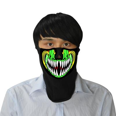 China PVC Stock Design EL Panel Noise Activated Face Mask Led Light Up Party Mask for sale