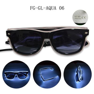 China Finegreen Plastic AQUA Lighting New Arrival USB Charging EL Wire Glases, EL Lighting Up Glasses for sale