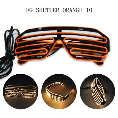 China EL Glass Neon Light Fashion Plastic LED Wire Up Bright Glow Sun Glass Shutter Shaped Costume Party DJ for sale