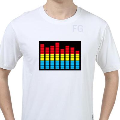 China PVC Finegreen El Shirt-2019 Shenzhen Custom Hot Selling Light Up T Shirt Noise Activated Led T Shirt for sale