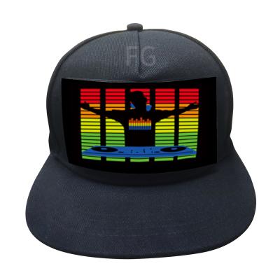 China EL Lighting Led Rechargeable Hats Customized EL Panel Flashing Sound Activated Party Gift Hats for sale