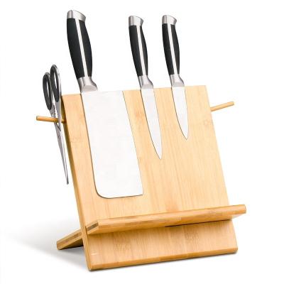 China Small Double Sided Magnetic Bamboo Knife Block Knife Holder For Kitchen for sale