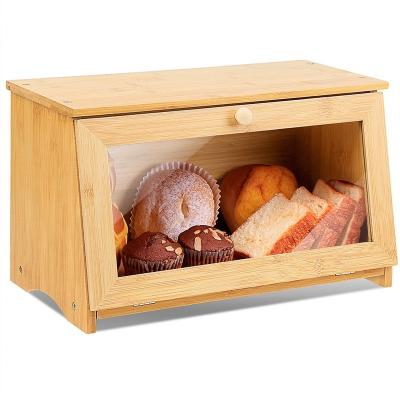 China Single Layer Bamboo Freshness Keeping Bread Box With Large Capacity for sale