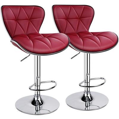 China Modern Modern Restaurant Shell Back Wine Red Bar Chairs High Island Adjustable Bar Kitchen Stools for sale