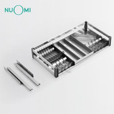 China Under Kitchen Sink Cabinet Slide Basket Diss Nuomi Terras Stainless Steel Dish Rack Pull Out Basket Storage Racks For Kitchen for sale