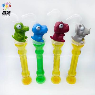 China New Arrivals Viable Plastic Bottles and Straw Tubularis Baby Water Bottle 450ml Juice Water Bottle Animal Dinosaur for sale