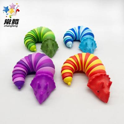 China Relieves New Design Worry Color Decompression Tiktok Finger Triceratops Multi Hot Effort Worm Snails Rainbow Sensory Articulated Stirrer for sale