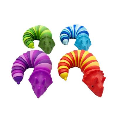 China Relieves New Design Worry Color Decompression Tiktok Finger Triceratops Multi Hot Effort Worm Snails Rainbow Sensory Articulated Stirrer for sale