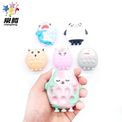 China Relieves Worry New Arrival 2022 Unicorn Owl Penguin Dinosaur Panda Sensory 3d Decompression Ball Sucker Moveable Person Stress Toy for sale