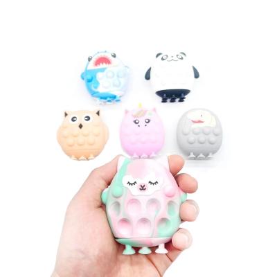 China Relieves Worry TiktokNew Arrival Unicorn Owl Penguin Dinosaur Panda Sensory 3d Decompression Ball Sucker Stress Toy for sale