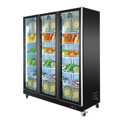 China Three-Door Vertical Glass Refrigerator Fruit Storage Display Cabinet Cola Fridge Fresh-Keeping Rectangle for sale