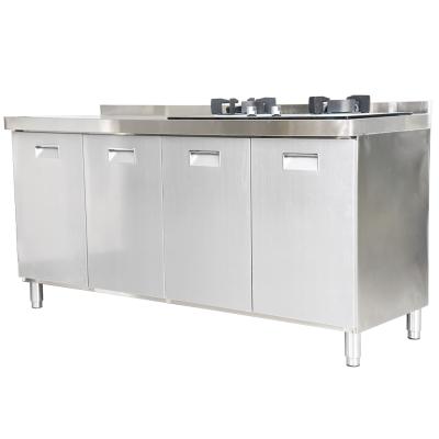 China Isla De Cocina Stainless Steel Cupboard Modern Perabot Dapur Modern Kitchen Unit With 2 Stove Top for sale