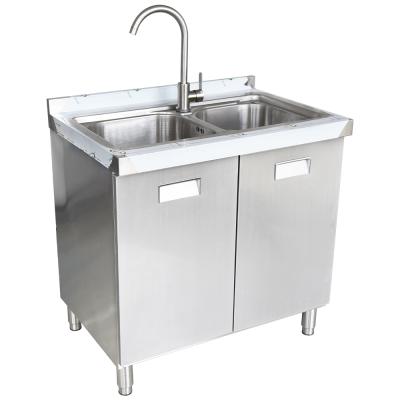 China Modern Sink Cabinets Wholesale Double Bowl Wash Basin Stainless Steel Outdoor Deep Farmhouse Kitchen Sink Storage Cabinets for sale