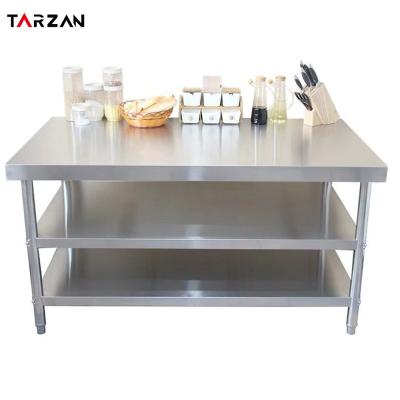 China Restaurant Serving Friction Dish 59 In Industrial Work Table Stainless Steel Food Prep Table With Triple Storage Shelves Rack for sale