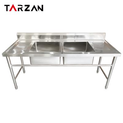 China Without Faucet Stainless Steel Double Compartment Sink Table Basin For Kitchen Undermount Sink for sale