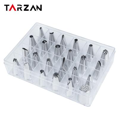 China Wholesale Disposable Cake Nozzle Set 24Pcs Cake Decorating Tools Supplies With Stainless Steel Piping Nozzles for sale