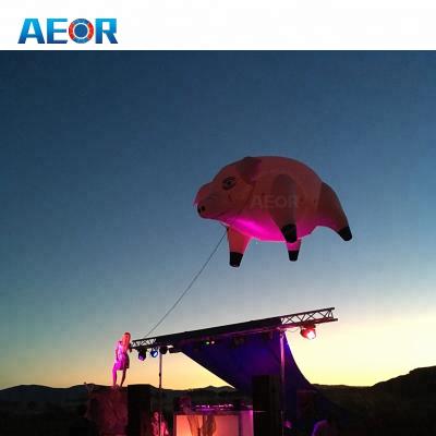 China 0.23mm PVC 6m LED inflatable pig for sale/giant inflatable flying pig balloons for advertising for sale