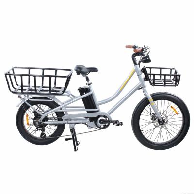 China Wholesale High Carbon Steel Long Range Black Pedal Assist Fat Tires Delivery Electric Cargo Bike With Dual Batteries For Delivery for sale