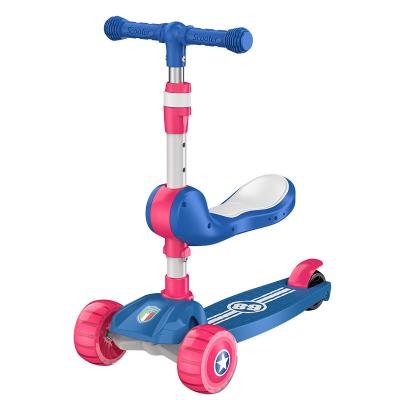 China 2021 New Kid Style 3-10 Year Old Baby Skateboard Sliding 3 Wheel Folding Scooter With Seat Tricycle For Kids for sale