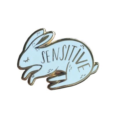 China Europe White Rabbit Hard Enamel Gold Metal Pin, Delicate Lapel Pin 34mm Custom By Your Own Design for sale