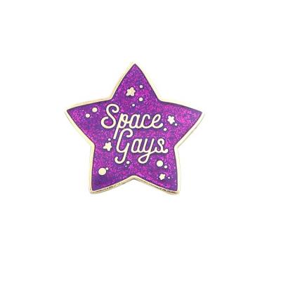 China Custom Fashionable Europe Design Pin Purple Hard Enamel Lapel Pin Glitter Star Pin Badges For Girl Gift for sale