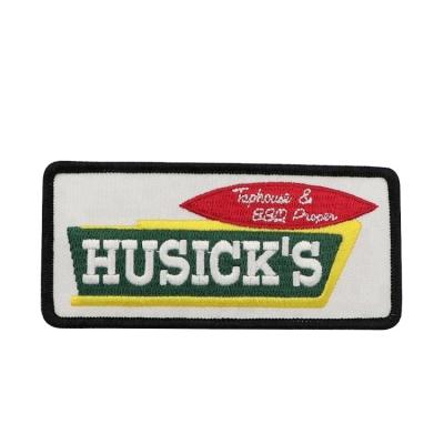 China 3D Custom Design Letter Iron On Back Oblong Embroidered Fashion Patches Rectangle Shape for sale