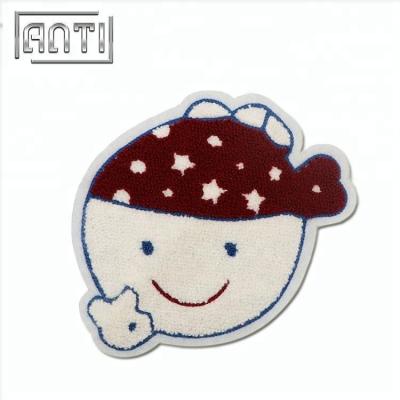 China Patch Make Cartoon Shape Cute Face Shape Towel Embroidery Chenille Fashion Smile Patches for sale