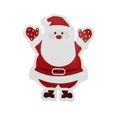 China Cartoon Sticker Make Cartoon Shape Cut Santa Claus Christmas Gift Red Color Glitter PVC Texture Clear Vinyl Window Stickers for sale