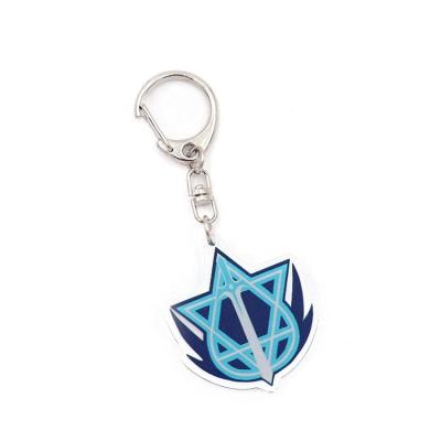 China Manufacturer Cool Blue Print Custom Logo Cartoon Acrylic Key Chain Wholesale Personalized Your Own Various Fashionable Design Shapes for sale