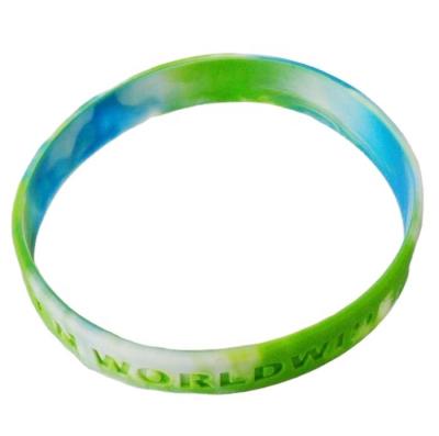 China Wholesale Hand Made Unique Quality Casual/Sporty Green and White Round PVC Silicone Wristband for sale