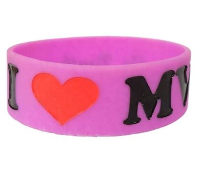 China Casual/Sport Custom Design Rose Red Round Heart Silicone Offset Wristband Wholesale Manufacturer Print Letter Logo For Kids Wristband for sale