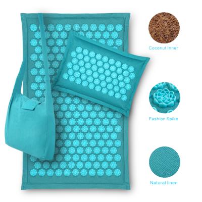 China Acupressure Mat Foot Shakti Camellia Plastic Comfortable Natural Canvas Spikes Massage Mat and Pillow Set by Akkupressur for sale