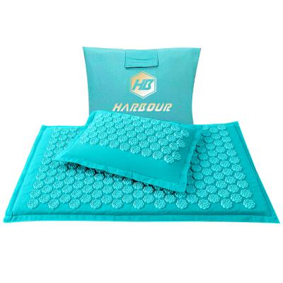 China New Comfortable Wearing Form Spike Natural Linen Acupressure Mat Foot Massage Akkupressur Mat And Pillow Set for sale