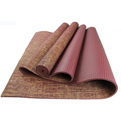 China Custom Logo Print Natural Jute Yoga Mat PVC Yoga Mat Wholesale Eco-friendly Wearing Anti Slip for sale