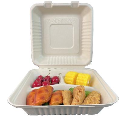 China water repellent & Factory direct oil-proof and oil-proof universal three-compartment food container can be customized for sale