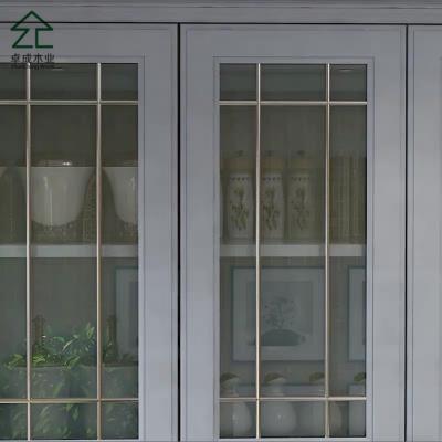 China New style low price white glass door kitchen cabinet for sale